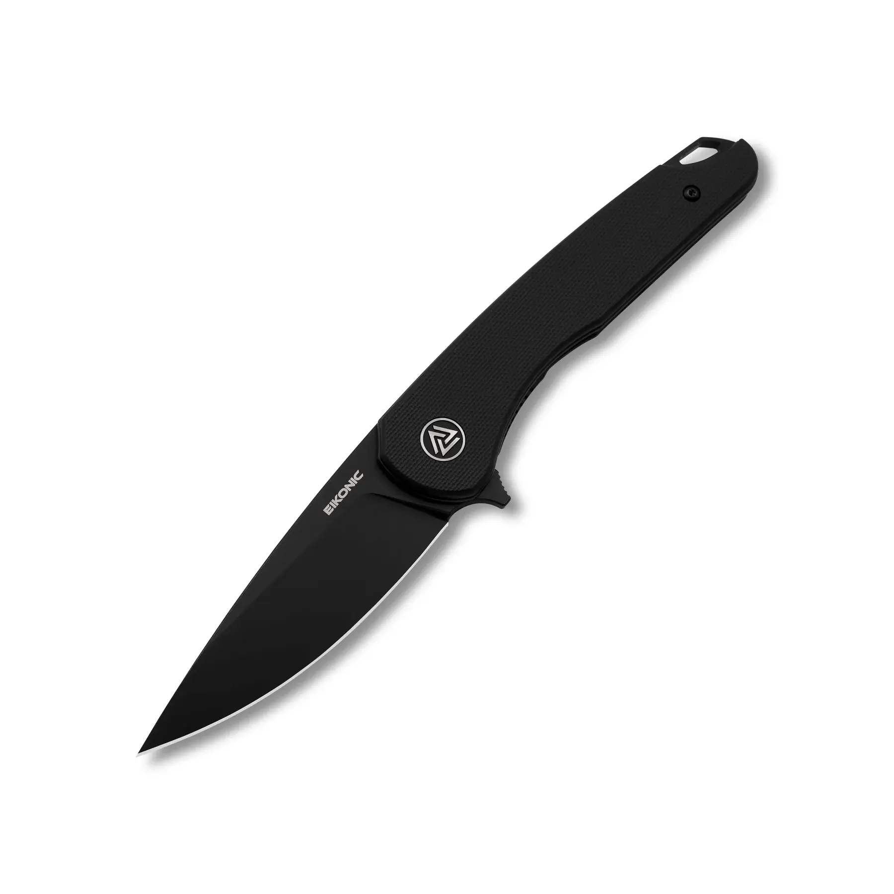 EIKONIC Knives Dromas Night Black G10 3.25in Stonewash Plain Drop Point ...