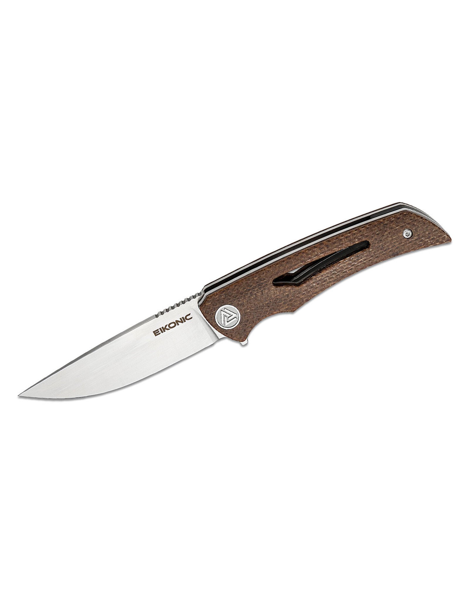 EIKONIC EIKONIC Knives Aperture Folding Knife Brown Canvas Micarta 3.14 Drop Point 551SBR