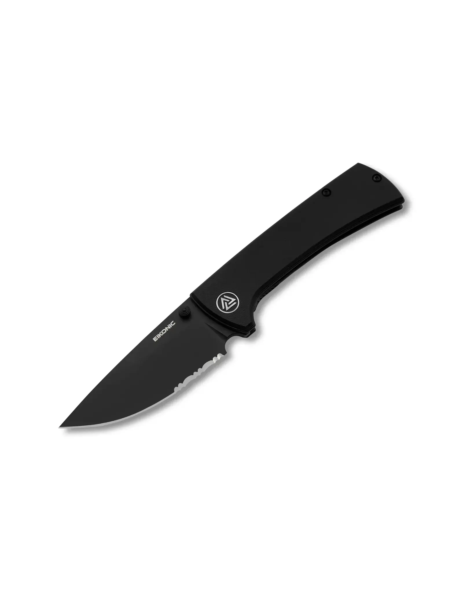 EIKONIC Eikonic 100BBS RCK9 Black Part Serrated D2 Linerlock Knife Black Handles