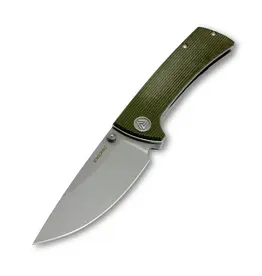 EIKONIC EIKONIC Knives Chaves RCK9 Folding Knife 3.06" D2 Stonewashed Drop Point Plain Blade, Olive Green Micarta Handles, Liner Lock - 101SSGN