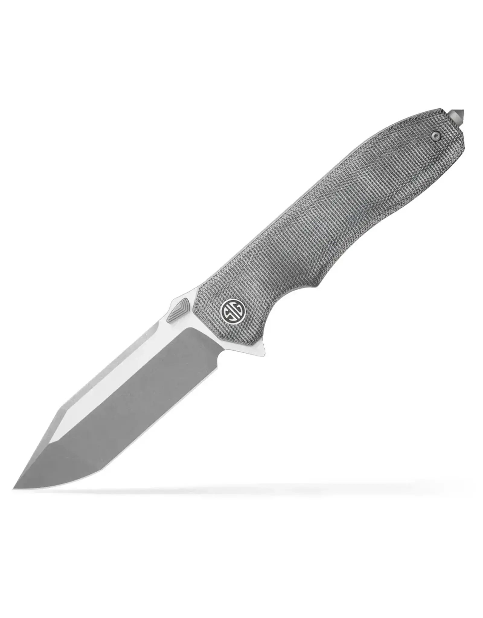 EIKONIC Eikonic Validus 3.78" Folding Modified Tanto Plain Dark Acid Stonewash/Satin M390 Steel Blade, 4.76" Salt & Pepper Canvas Micarta Handle