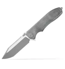 EIKONIC Eikonic Validus 3.78" Folding Modified Tanto Plain Dark Acid Stonewash/Satin M390 Steel Blade, 4.76" Salt & Pepper Canvas Micarta Handle