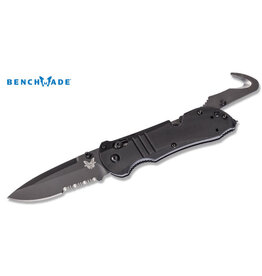 Benchmade Benchmade 917SBK Tactical Triage AXIS - 3.48" Black Finish Combo Edge CPM-S30V Main Blade - Safety Hook - Glass Breaker - Black G-10 Handle