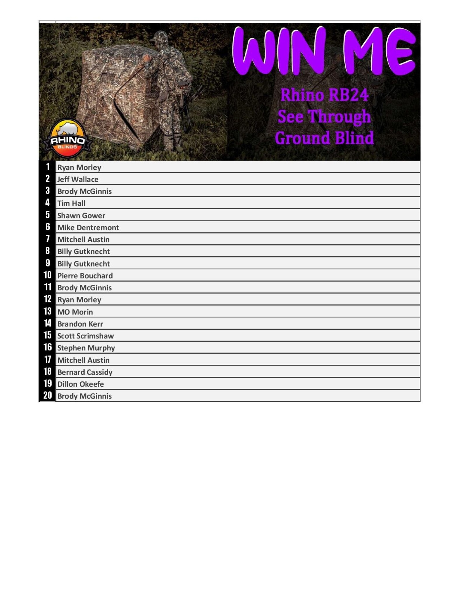 DRAW #1876 - WIN ME - RHINO RB24 GROUND BLIND! 2026 #2