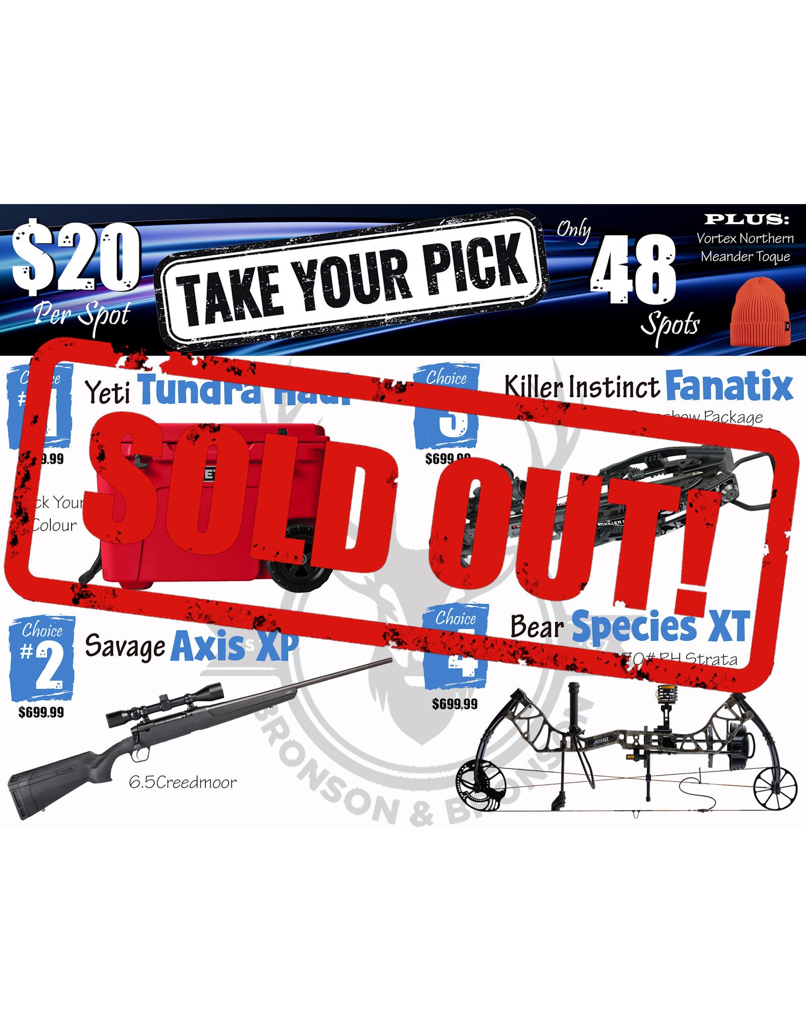 DRAW #1872 - Take Your Pick - Yeti, Savage, Killer Instinct OR Bear!