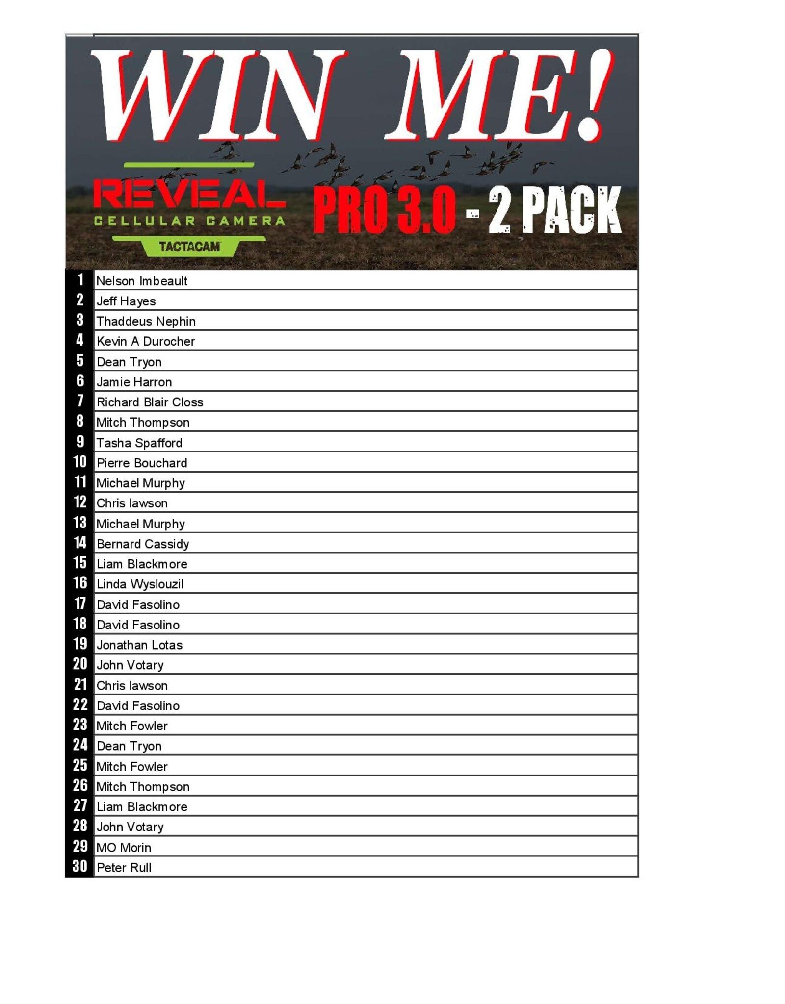 DRAW #1877 - WIN ME - Tactacam Pro 3.0 - 2 Pack 2026 #2