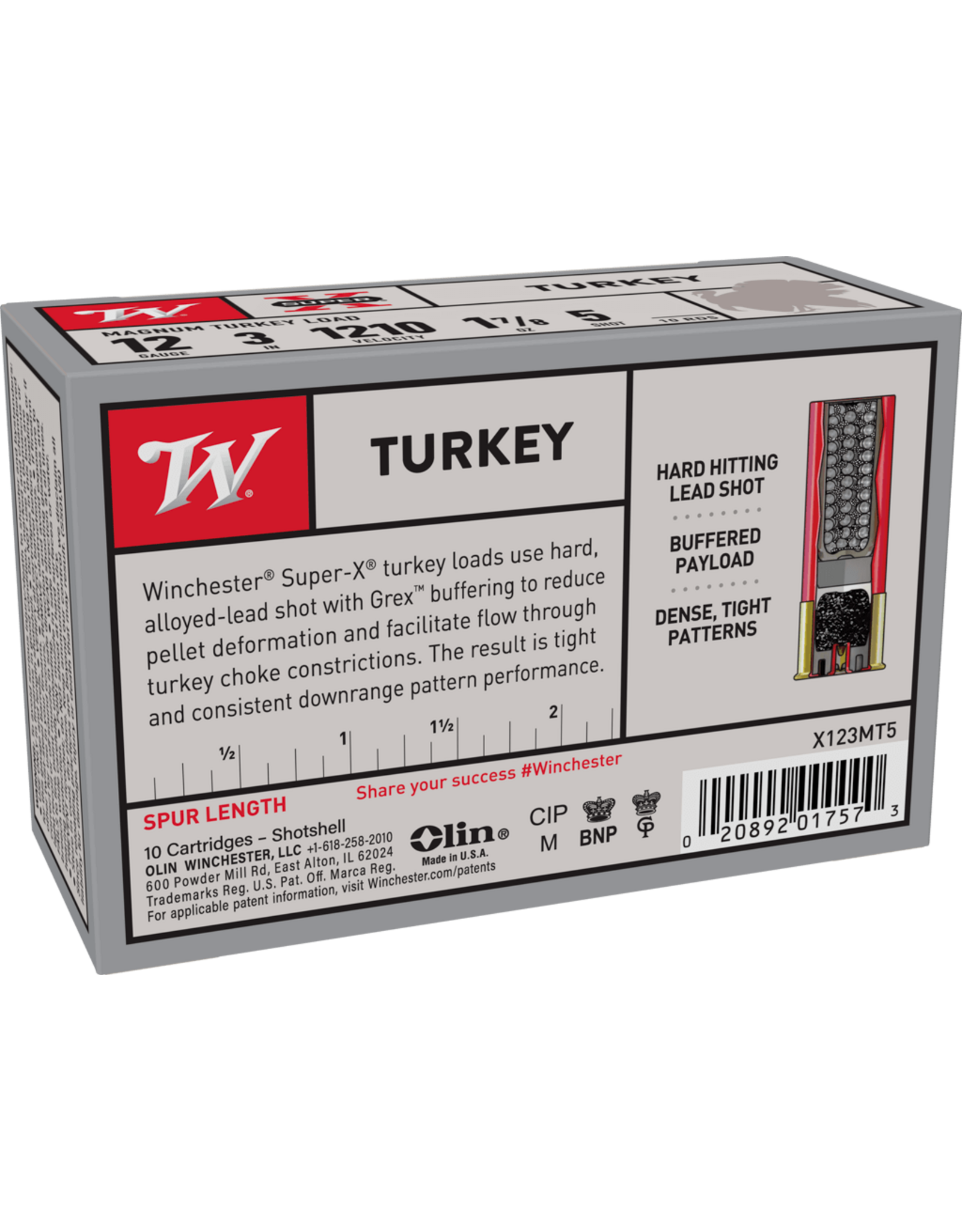 Winchester Winchester X123MT5 Super-X Turkey Shotshell 12 GA 3 in No. 5