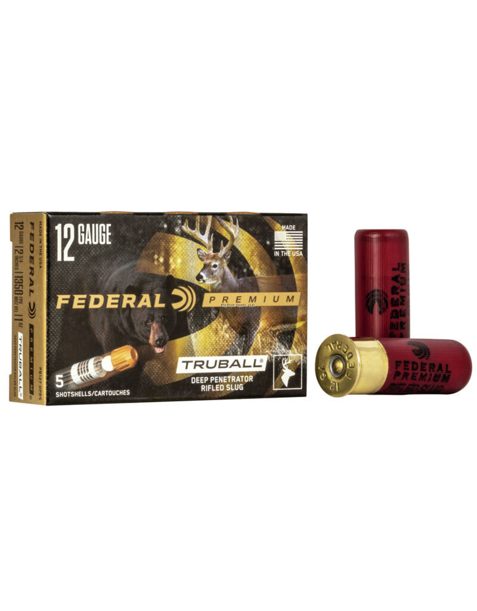 Federal Federal PB127DPRS Vital-Shok TruBall Rifled Slugs 12 GA, 2-3/4 in, 1oz, 3-1/4 Dr, 1350 fps, 5 Rnd per Box