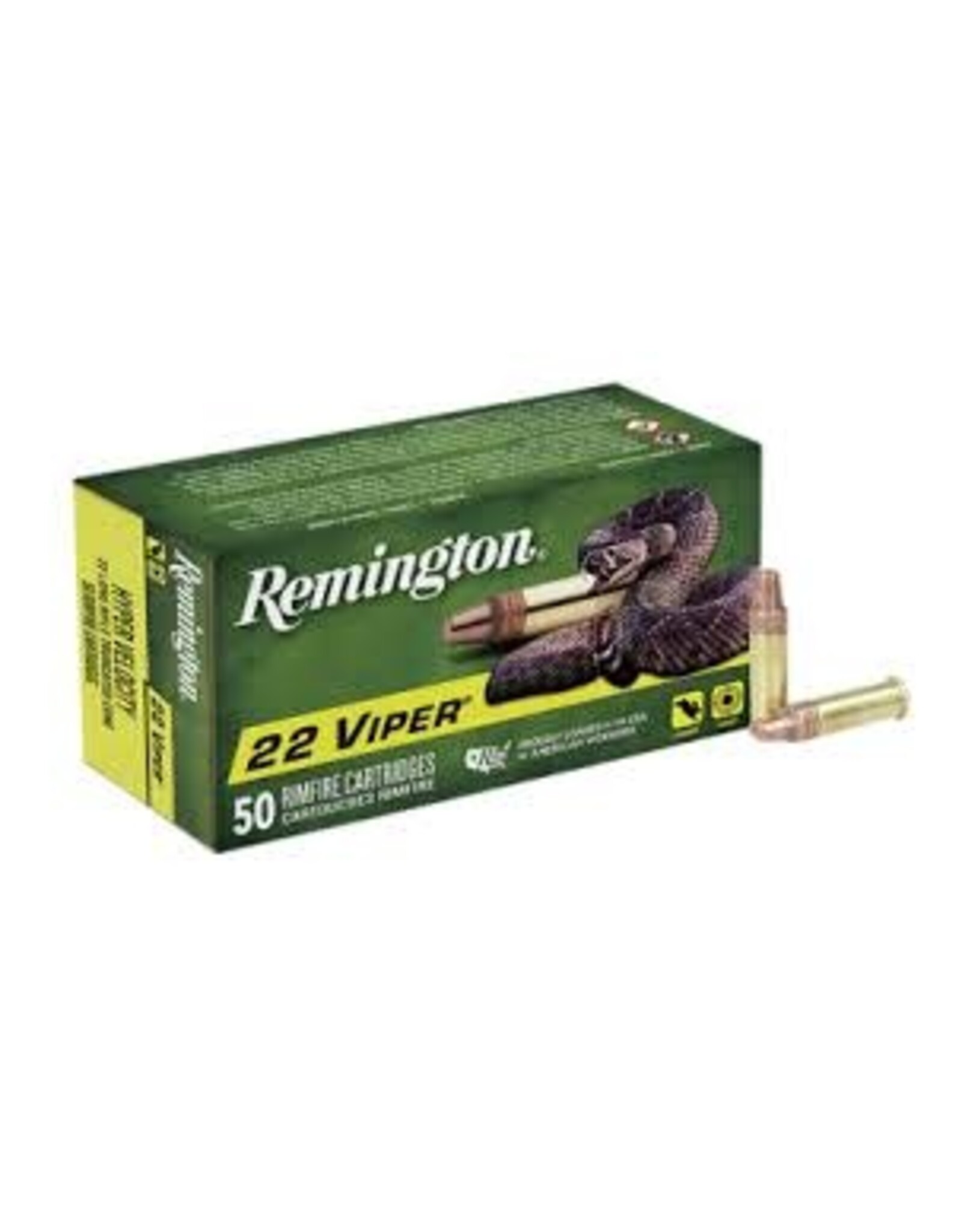 Remington Remington 21080 Viper Rimfire Ammo 22 LR, Hyper Velocity, Plated Truncated Cone Solid, 36 Gr, 50 Rnd
