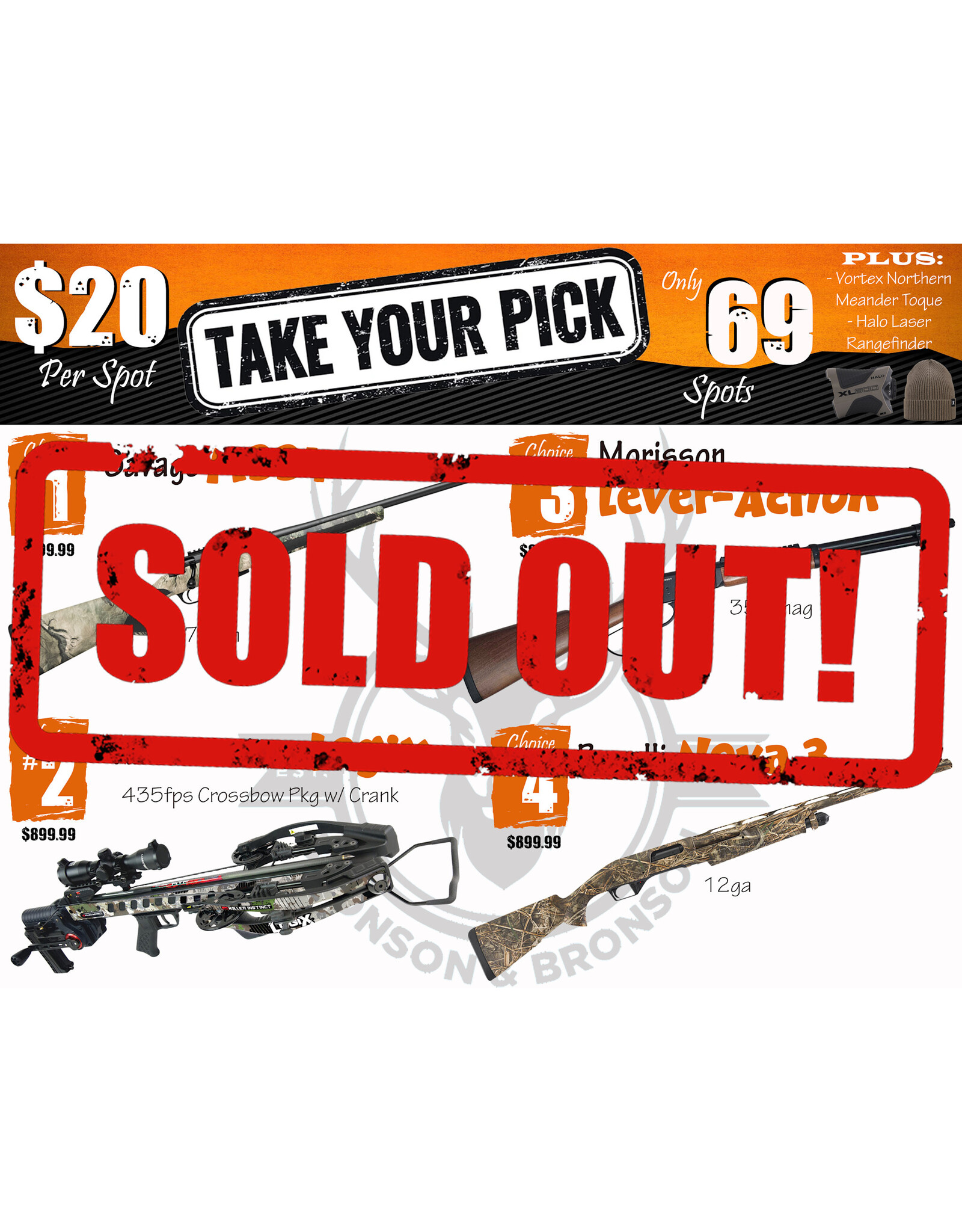 DRAW #1879 - Take Your Pick - Savage, Killer Instinct, Morisson OR Benelli!