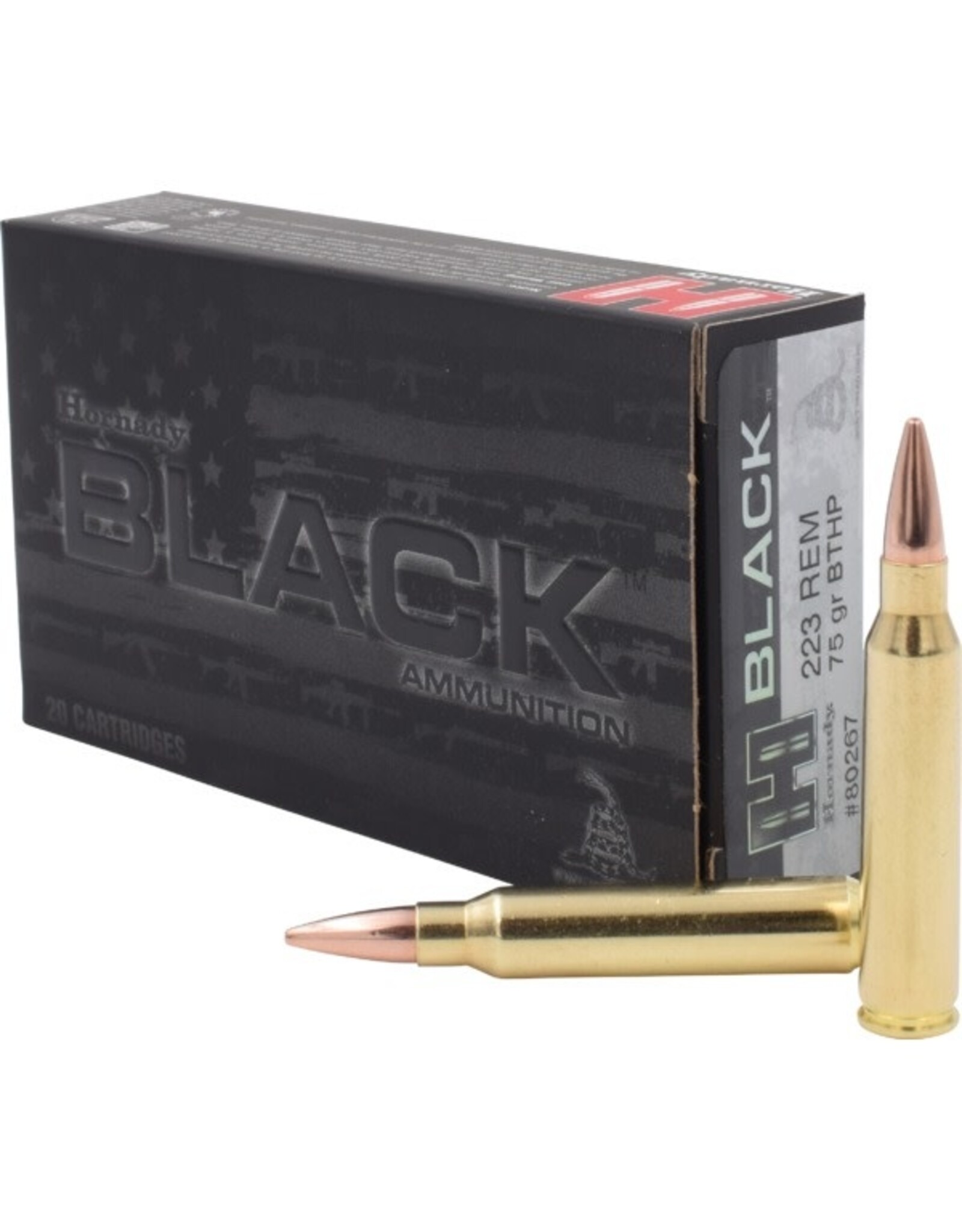 Hornady Hornady 80267 BLACK Rifle Ammo 223 REM 75 Gr BTHP Match, 20 Rnd
