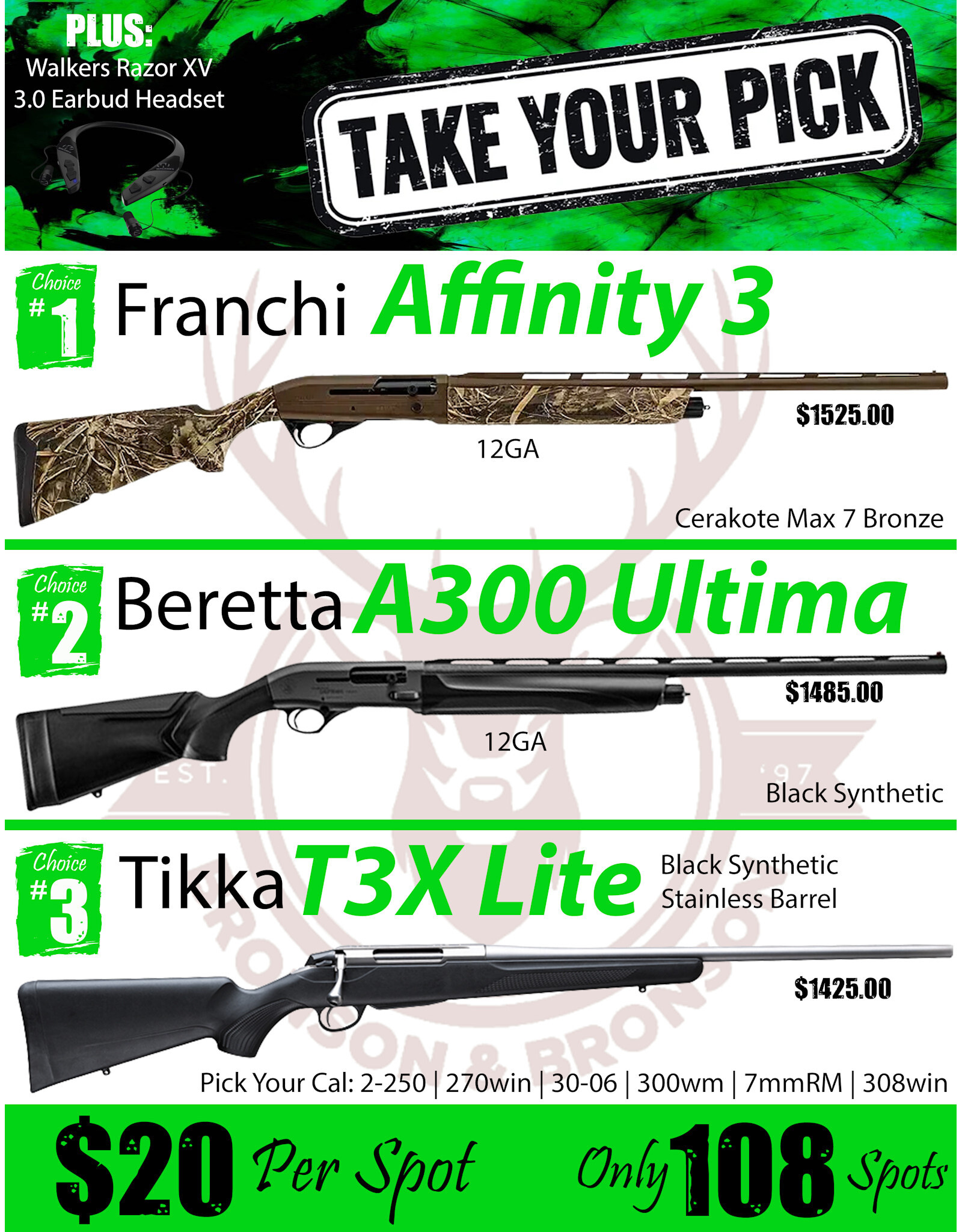 DRAW #1883 (#1-54) - Take Your Pick - Franchi, Beretta OR Tikka!