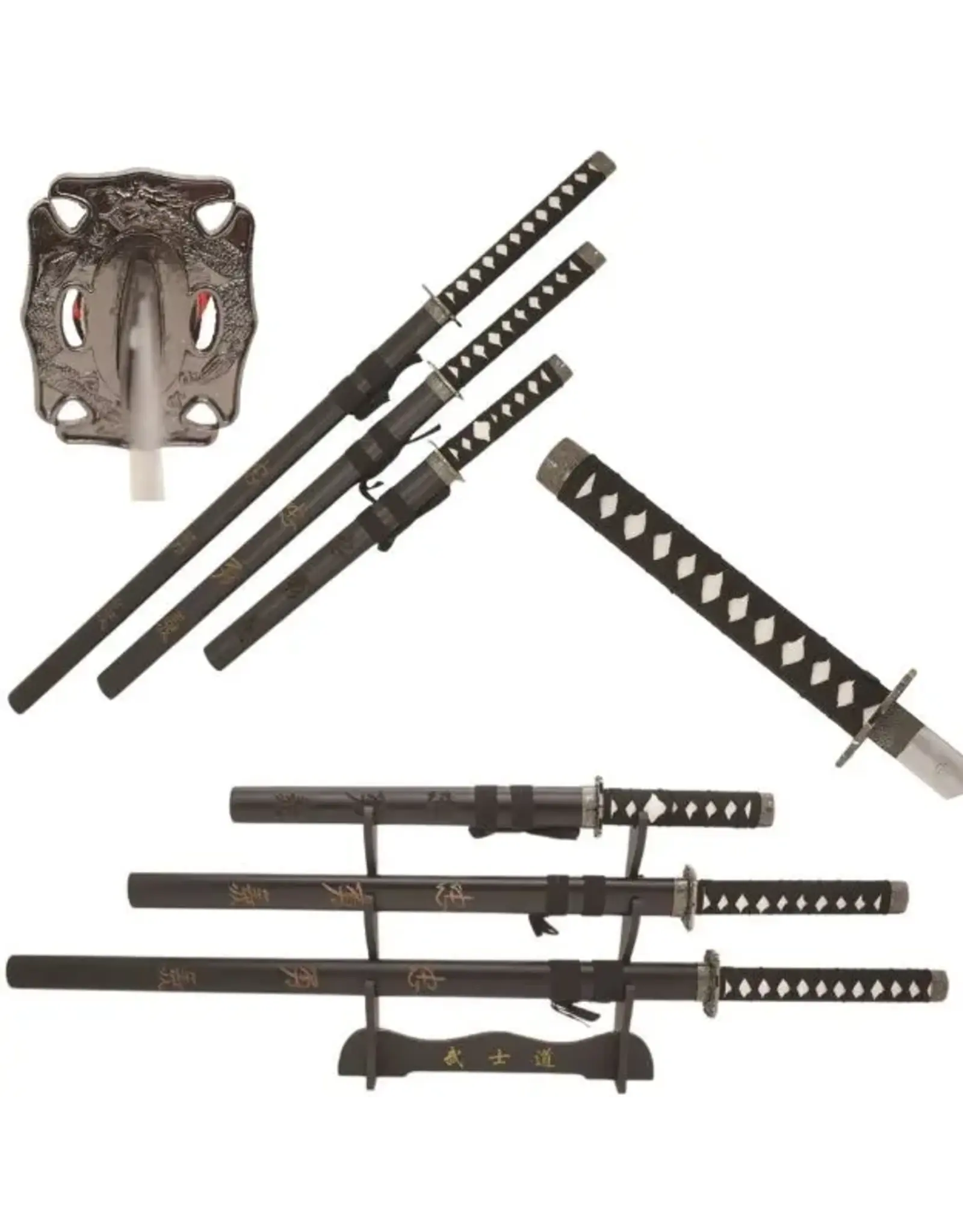 snake eye Snake Eye Tactical - 3 Piece Sword Set with Stand -SE-58LBK4