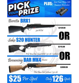 DRAW #1885 (#1-63) - Pick Your Prize - Beretta, Sako OR Browning!