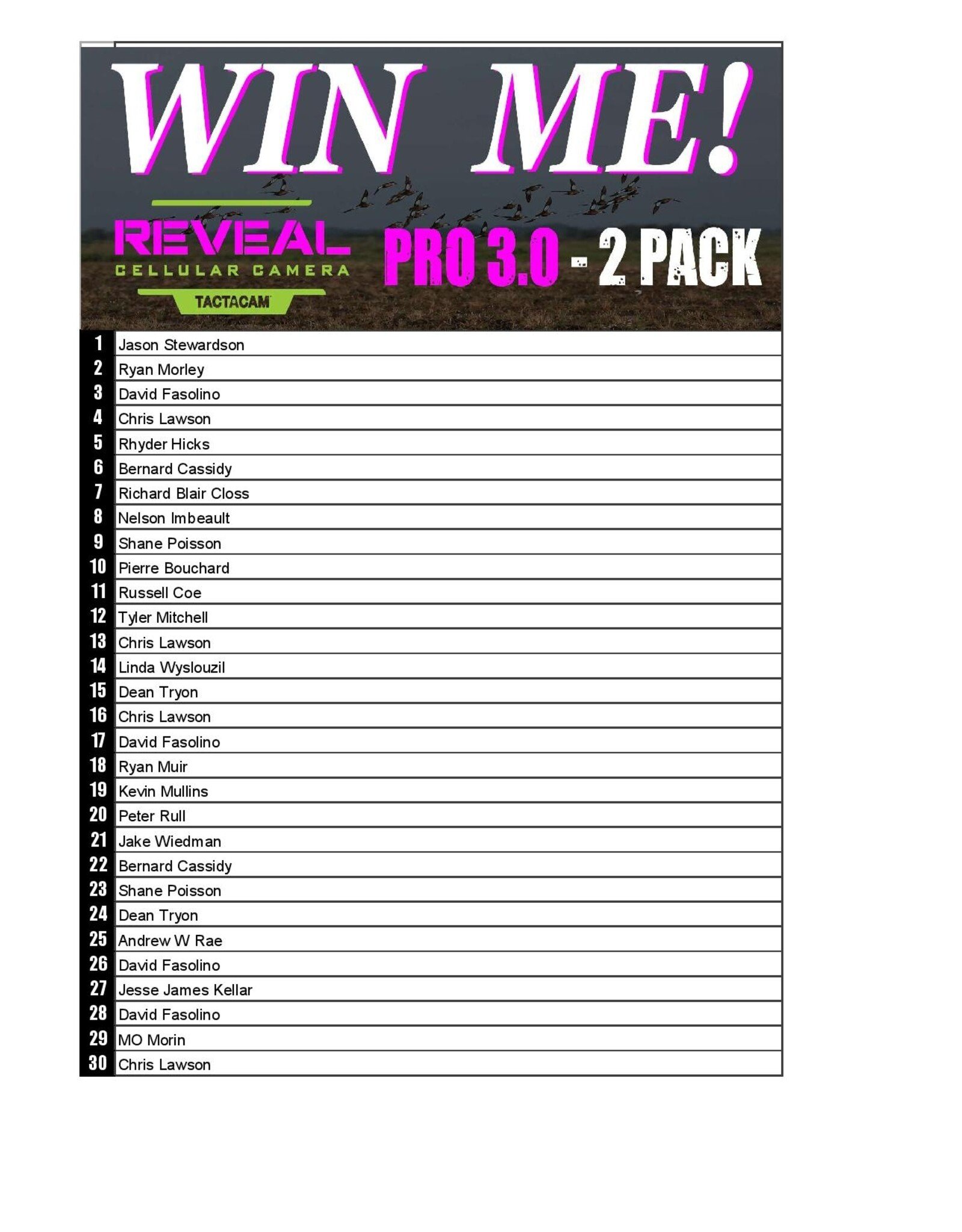 DRAW #1884 - WIN ME - Tactacam Pro 3.0 - 2 Pack 2026 #3