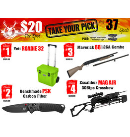 DRAW #1886 - Take Your Pick - Yeti, Benchmade, Maverick OR Excalibur!