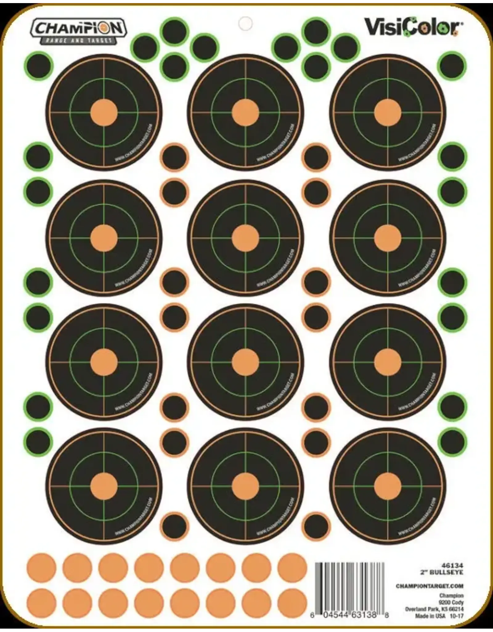 Champion Champion - Adhesive Visicolor Targets - 2" Bullseye Target - 5pk - 46134