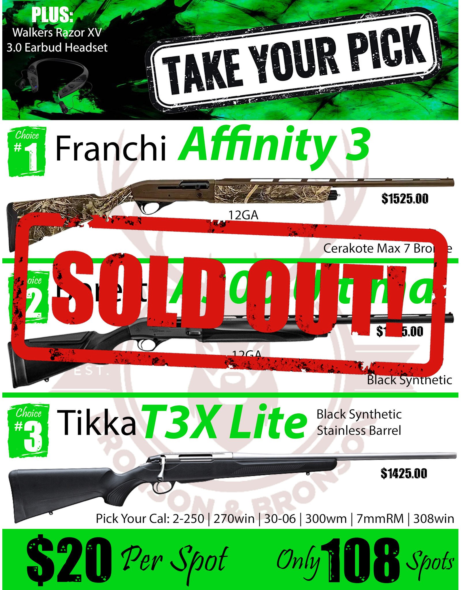 DRAW #1883 - Take Your Pick - Franchi, Beretta OR Tikka!