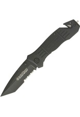 Smith & Wesson Smith & Wesson Extreme Ops First Response Rescue Folding Knife 3.3" Black Tanto Combo Blade, Rubber Coated Aluminum Handles, Liner Lock - SWFR2S