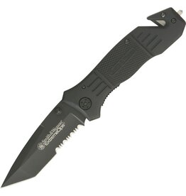 Smith & Wesson Smith & Wesson Extreme Ops First Response Rescue Folding Knife 3.3" Black Tanto Combo Blade, Rubber Coated Aluminum Handles, Liner Lock - SWFR2S