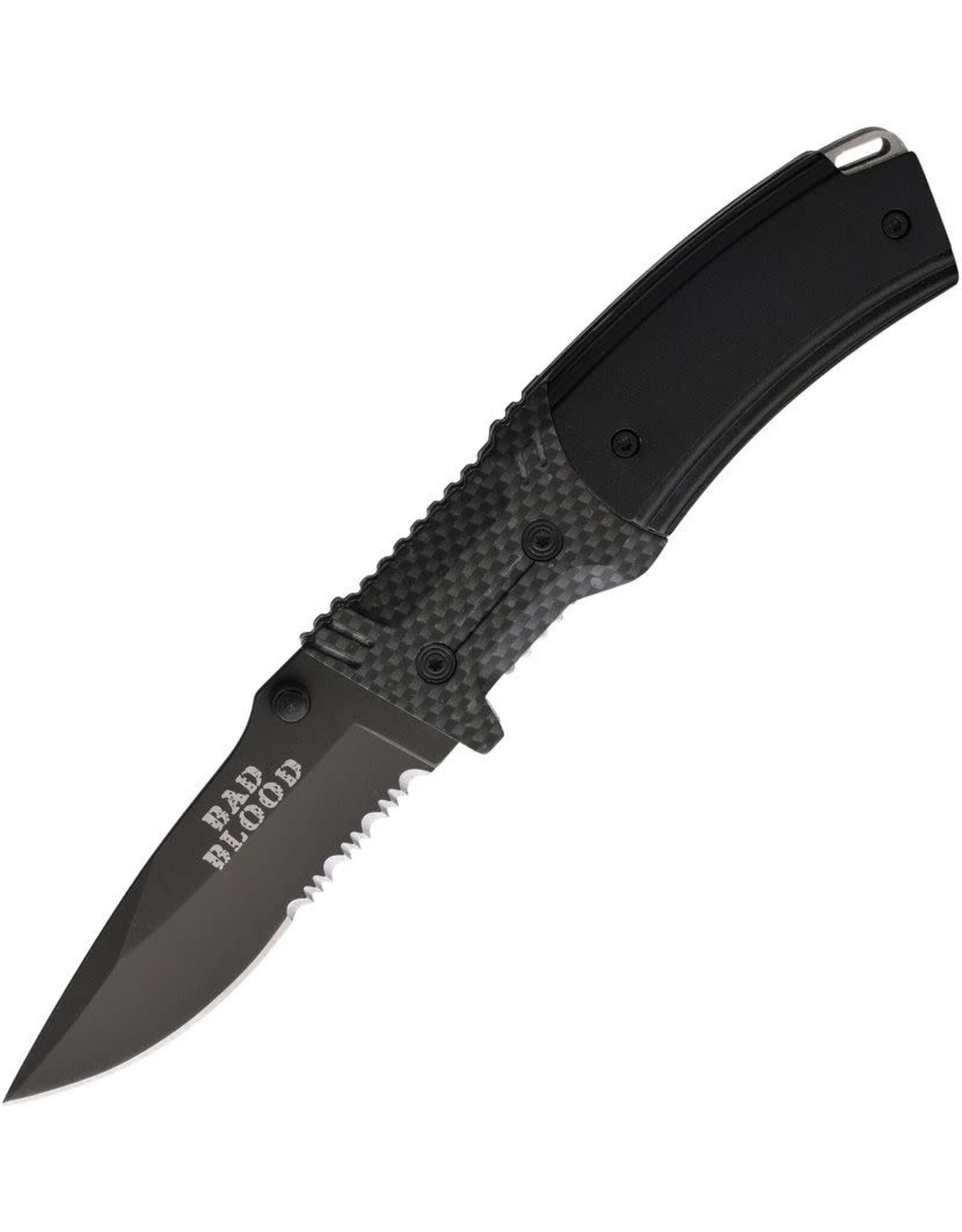 Bad Blood Linerlock Black aluminum handle with carbon fiber inlay