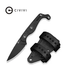 Civivi CIVIVI SŌKN Fixed Blade Knife Black G10 Handle (2.82" Black Stonewashed Nitro-V Blade) C22027-3, With 1PC Black Kydex Sheath & 2PCS Black Straps