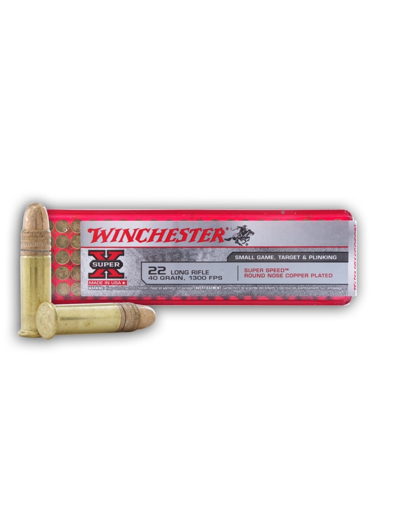 Winchester Winchester Super X High Velocity 22LR Ammo 40 Grain Plated Round Nose