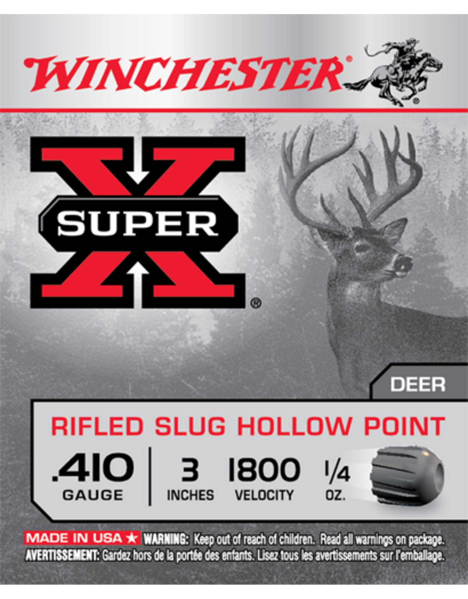 Winchester Winchester .410ga 3" 1/4oz Rifled Slug Hollow Point 5pk
