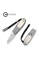 Civivi CIVIVI Purr Flipper & Slip Joint Knife Gray & Ivory G10 Handle (1.83" Satin Finished Nitro-V Blade) C25054-1, With 1PC Black Lanyard