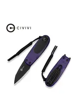 Civivi CIVIVI Purr Flipper & Slip Joint Knife Purple & Black G10 Handle (1.83" Black Stonewashed Nitro-V Blade) C25054-3, With 1PC Black Lanyard