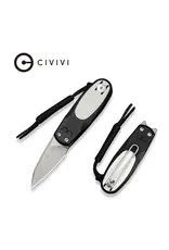 Civivi CIVIVI Purr Flipper & Slip Joint Knife Black & White G10 Handle (1.83" Stonewashed Nitro-V Blade) C25054-2, With 1PC Black Lanyard