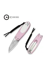 Civivi CIVIVI Purr Flipper & Slip Joint Knife Powder Pink & White G10 Handle (1.83" Satin Finished Nitro-V Blade) C25054-4, With 1PC Black Lanyard