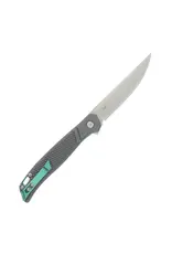 CRKT Columbia River CRKT K440XXP Ken Onion Scar Liner Lock Flipper Knife 3.3" D2 Satin Straight-Back Blade, Gray Aluminum Handles with Green Liners