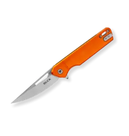 Buck Knives Buck 239 Infusion Assisted Flipper Knife 3.25" Satin Drop Point Blade, Orange Aluminum Handles, Liner Lock - 13549