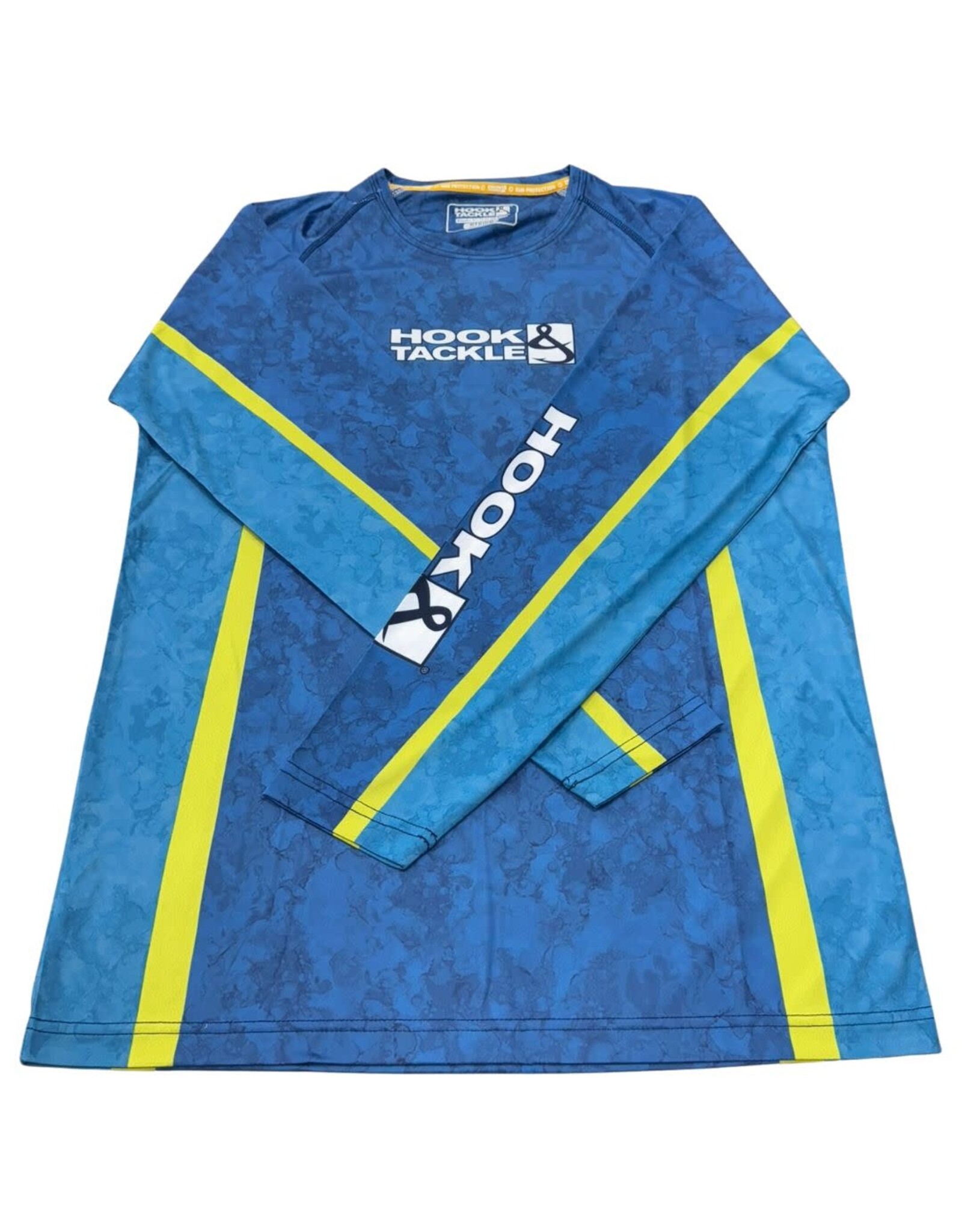 Hook & Tackle Hook & Tackle Bass Camo Long Sleeve Performance Fishing Shirt- Navy