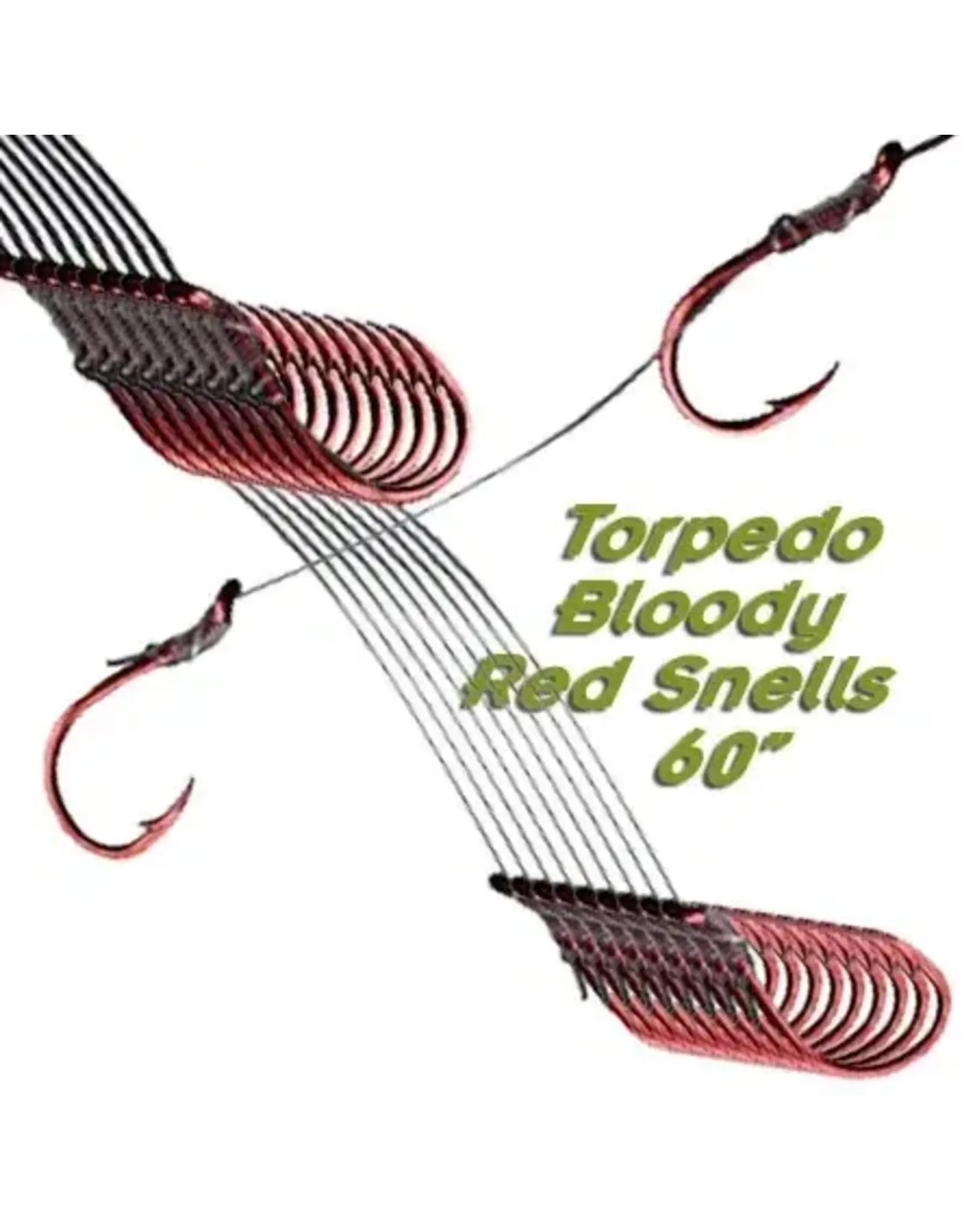 Torpedo Fishing Products Torpedo Bloody Red Fluorocarbon Snells 60" 10-Pack