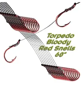 Torpedo Fishing Products Torpedo Bloody Red Fluorocarbon Snells 60" 10-Pack