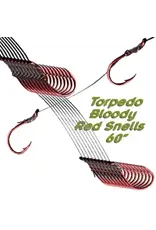 Torpedo Fishing Products Torpedo Bloody Red Fluorocarbon Snells 60" 10-Pack