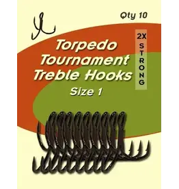Torpedo Fishing Products Torpedo Tournament Treble Hooks 10 Pack Size 1