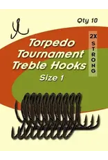 Torpedo Fishing Products Torpedo Tournament Treble Hooks 10 Pack Size 1