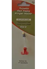 Torpedo Fishing Products Torpedo Red Treble Stinger Noose Size 8 3pk