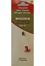Torpedo Fishing Products Torpedo Red Treble Stinger Noose Size 10 3pk