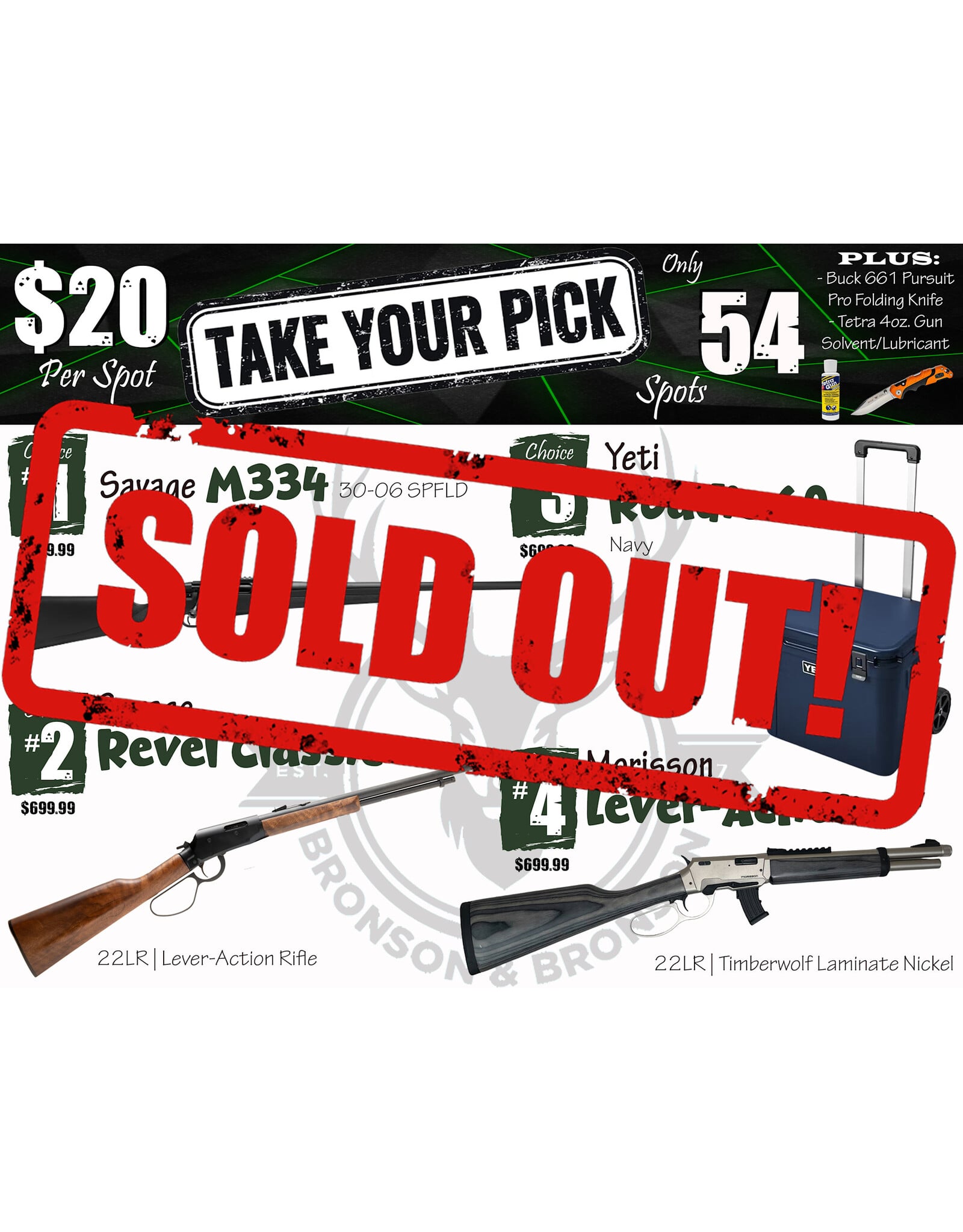 DRAW #1888 - Take Your Pick - Savage M334, Savage Revel, Yeti OR Morisson!