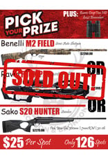 DRAW #1881 - Pick Your Prize - Benelli, Ravin OR Sako!