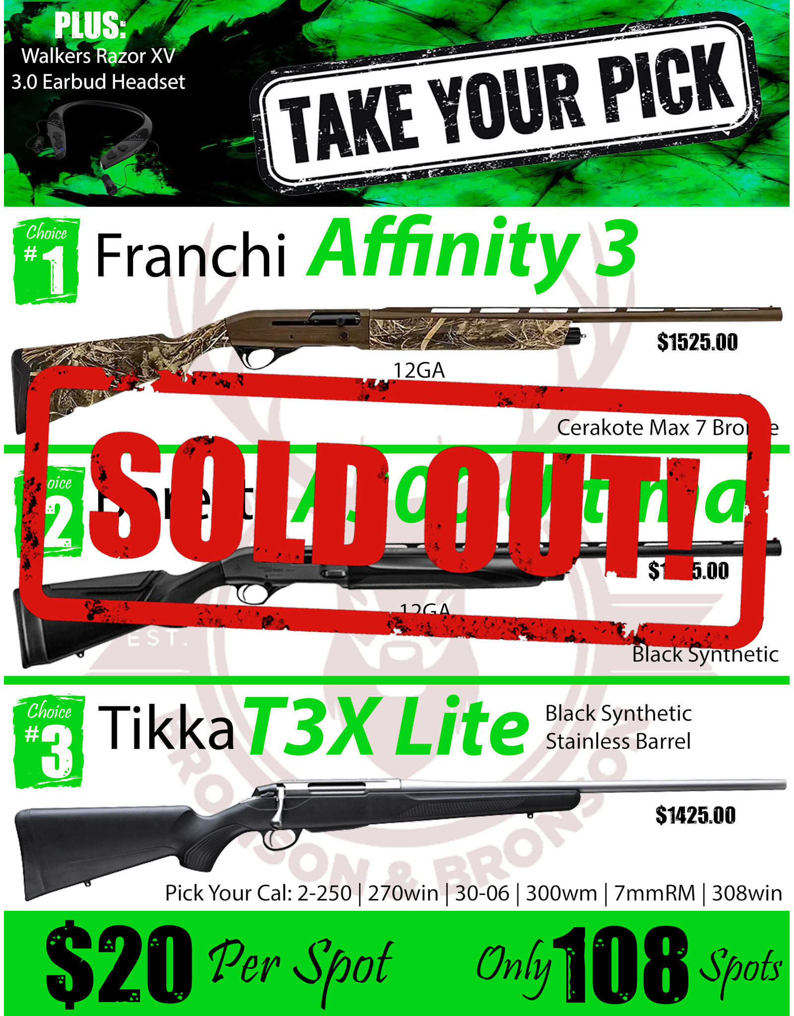 DRAW #1883 - Take Your Pick - Franchi, Beretta OR Tikka!