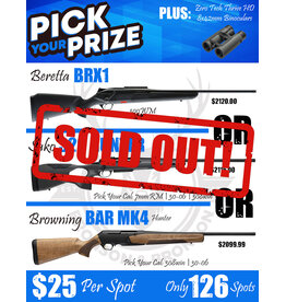DRAW #1885 - Pick Your Prize - Beretta, Sako OR Browning!