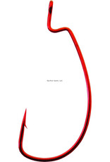 Gamakatsu Gamakatsu 58313 Worm Hook, Size 3/0, Needle Point, Extra Wide Gap, Offset, Ringed Eye, Red, 5 per Pack (102582)