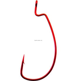 Gamakatsu Gamakatsu 58314 Worm Hook, Size 4/0, Needle Point, Extra Wide Gap, Offset, Ringed Eye, Red, 5 per Pack (102616)