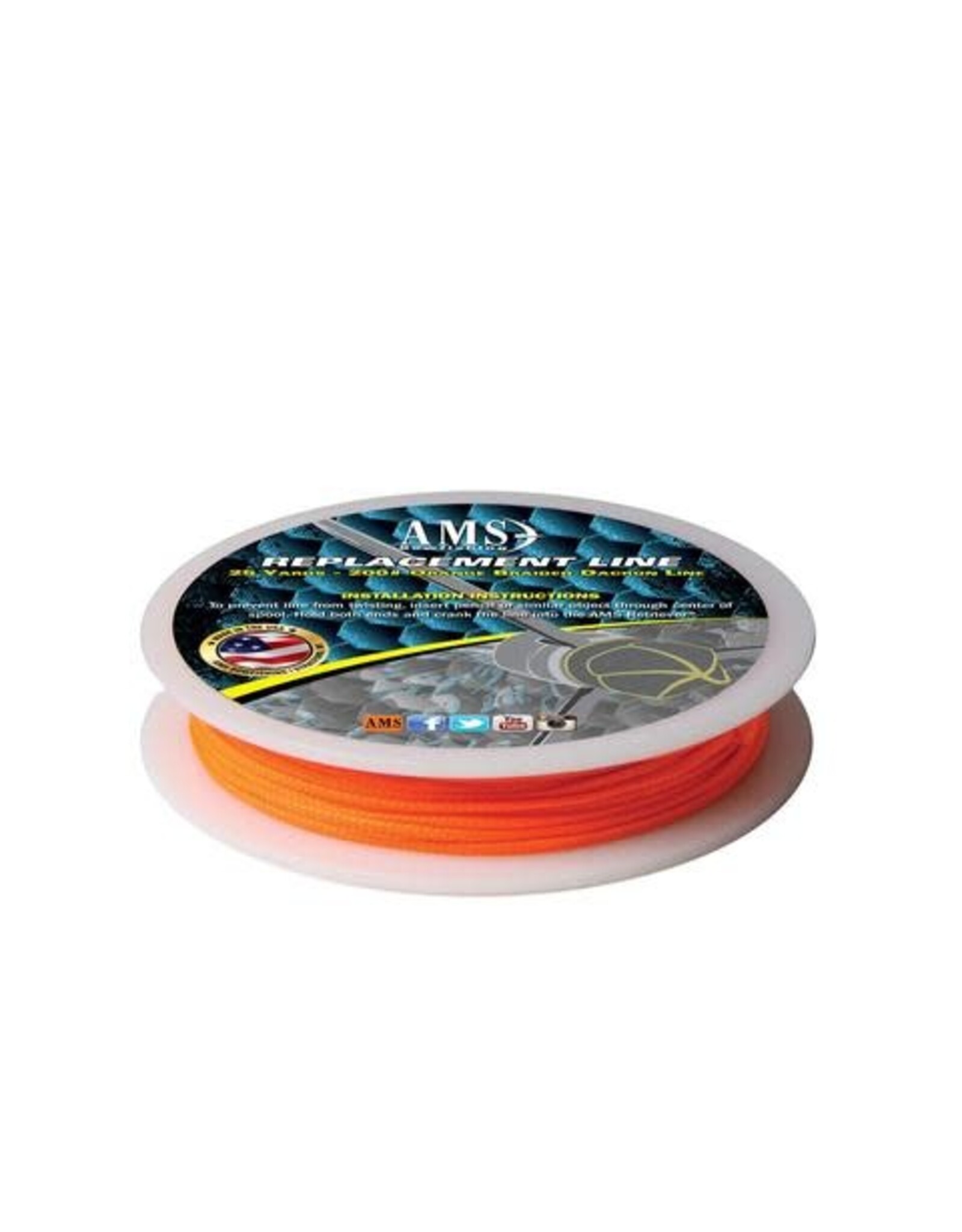AMS Bowfishing AMS Replacement Braided Line 200LB | 25 Yards Orange