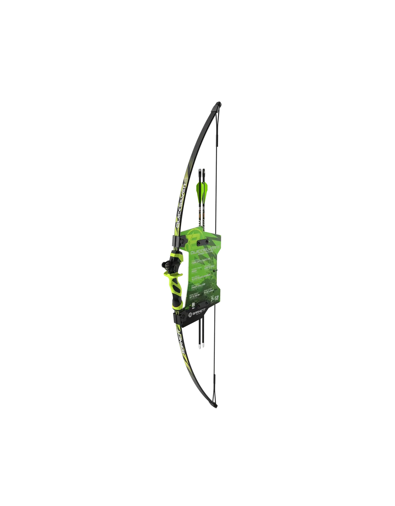 Barnett Quicksilver (green weight up to 28lbs / draw 15-22" recurve bow with 2 arrows /sight /left or right shot